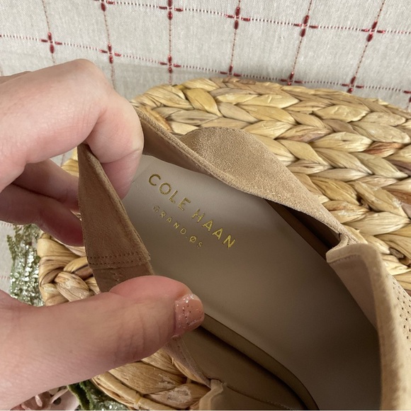 Cole Haan “Callista” Open Toe Sling Suede Bootie Tan Perforated Suede Womens 11 - Picture 9 of 10